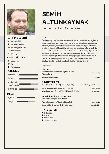 Beden Eğitimi Öğretmeni CV Örnekleri cv indir